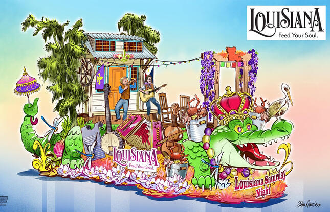 Louisiana’s 2025 Tournament of Roses Parade® float rendering.