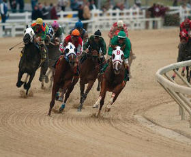 Horseracing at Delta Downs Racetrack and Casino Hotel in Vinton, Louisiana.