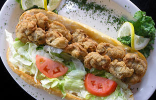 Get your seafood fix in Lake Charles area - start with a fried oyster po'boy.